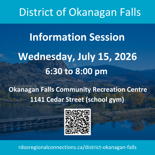 District of Okanagan Falls info session poster w QR code