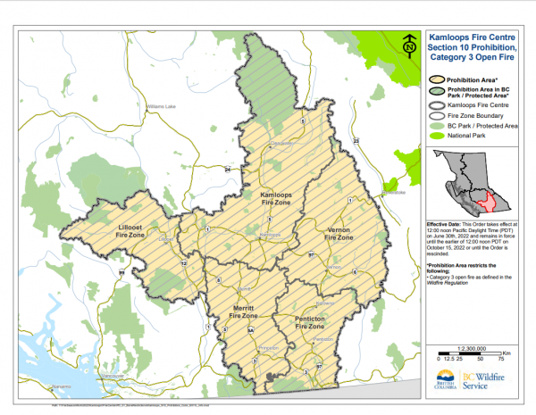 Map Kamloops FC Cat 3 prohibitions June 23 2